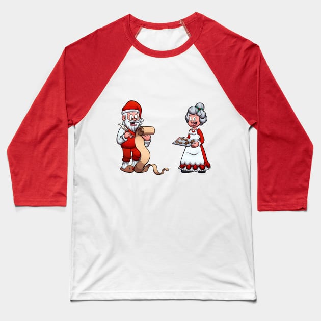 Santa Claus And Mrs. Claus Baseball T-Shirt by TheMaskedTooner